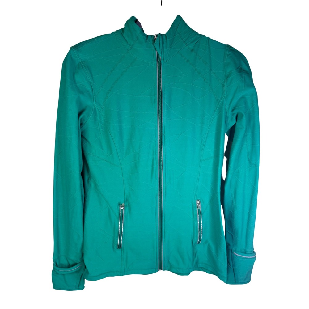 Kirkland Signature Womens Medium Kelly Green Full Zip Athletic Jacket Activewear